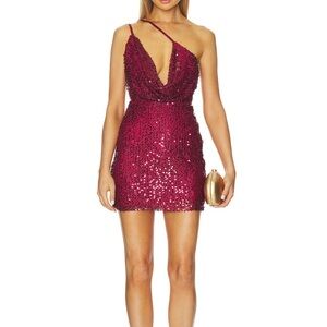 Nookie Sparkling Mini Dress in Wine